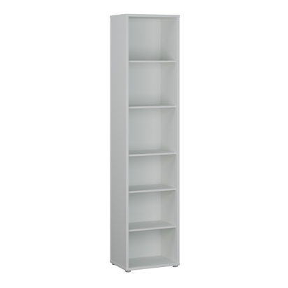 Pembroke Tall Narrow Bookcase with 5 Shelves in Light Grey