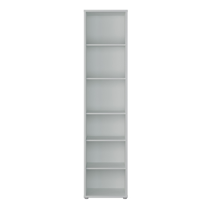 Pembroke Tall Narrow Bookcase with 5 Shelves in Light Grey