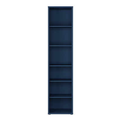 Pembroke Tall Narrow Bookcase with 5 Shelves in Night Blue