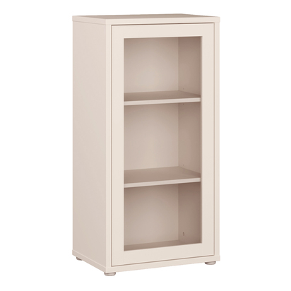 Pembroke Low Glass Fronted Cabinet with Push-to-Open Door in Sand