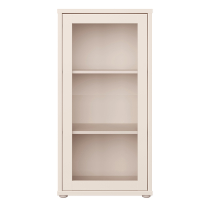 Pembroke Low Glass Fronted Cabinet with Push-to-Open Door in Sand