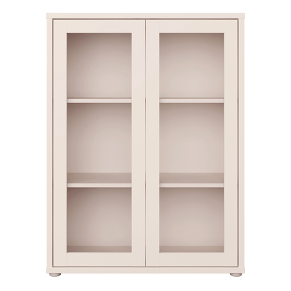 Pembroke Low Glass Fronted Cabinet with 2 Push-to-Open Doors in Sand