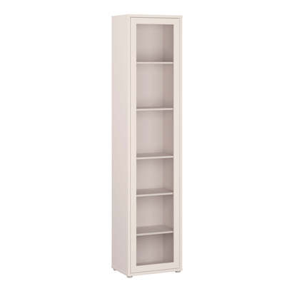 Pembroke Slim Tall Display Cabinet with 1 Glass Door Push-to-Open & 5 Shelves in Sand