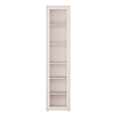 Pembroke Slim Tall Display Cabinet with 1 Glass Door Push-to-Open & 5 Shelves in Sand
