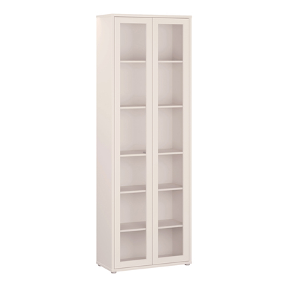 Pembroke Slim Tall Display Cabinet with 2 Glass Doors Push-to-Open & 5 Shelves in Sand