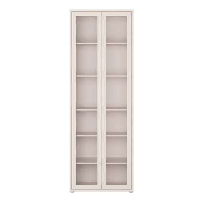 Pembroke Slim Tall Display Cabinet with 2 Glass Doors Push-to-Open & 5 Shelves in Sand