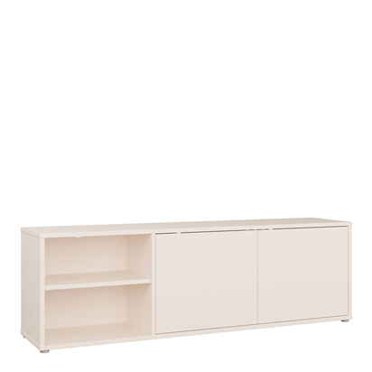 Pembroke Wide TV Cabinet with 2 Doors Push-to-Open & 1 Open Shelf in Sand