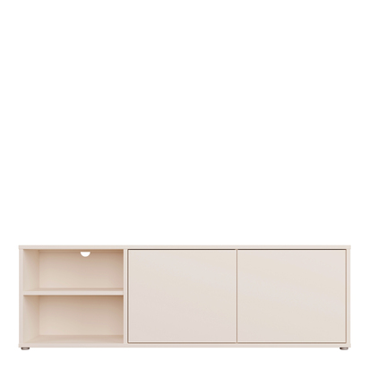 Pembroke Wide TV Cabinet with 2 Doors Push-to-Open & 1 Open Shelf in Sand