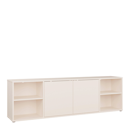 Pembroke Wide TV Cabinet with 2 Doors Push-to-Open & 2 Open Shelves in Sand