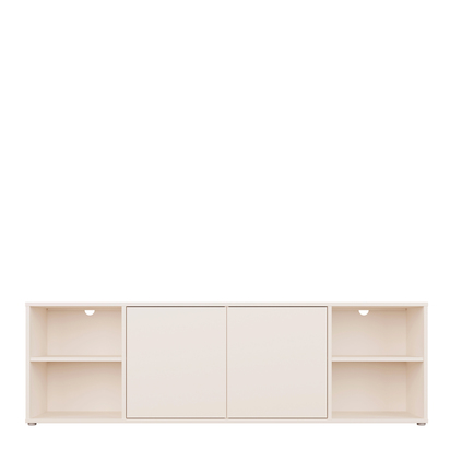 Pembroke Wide TV Cabinet with 2 Doors Push-to-Open & 2 Open Shelves in Sand