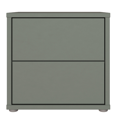 Pembroke Low Bedside Cabinet with 2 Drawers Push-to-Open in Sage Green