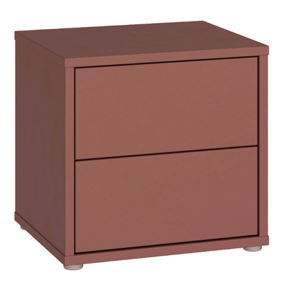 Pembroke Low Bedside Cabinet with 2 Drawers Push-to-Open in Terracotta
