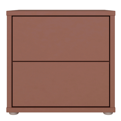 Pembroke Low Bedside Cabinet with 2 Drawers Push-to-Open in Terracotta