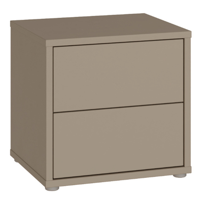 Pembroke Low Bedside Cabinet with 2 Drawers Push-to-Open in Taupe