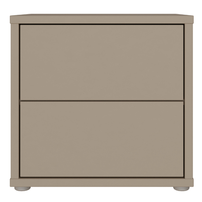 Pembroke Low Bedside Cabinet with 2 Drawers Push-to-Open in Taupe