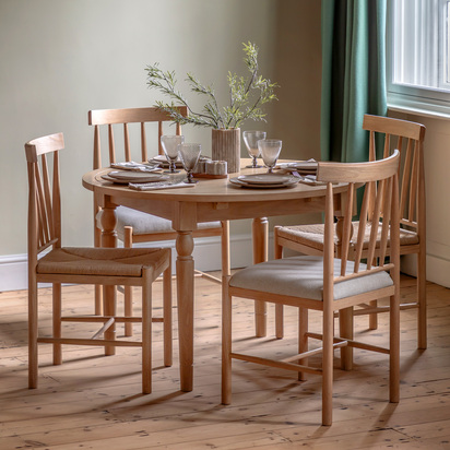Windsor Round Ext Dning Table Natural 1100/1500x750mm