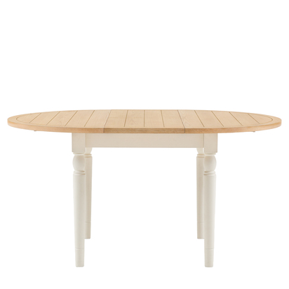 Windsor Round Ext Dning Table White 1100/1500x750mm