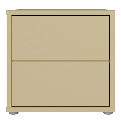 Pembroke Low Bedside Cabinet with 2 Drawers Push-to-Open in Butter Yellow
