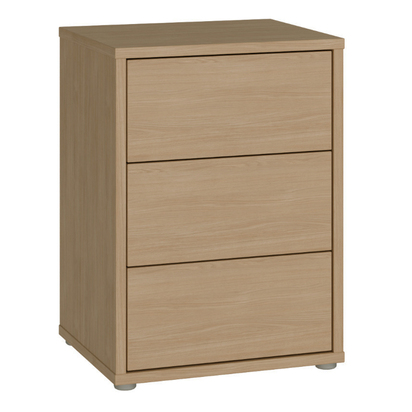 Pembroke Bedside Cabinet with 3 Drawers Push-to-Open in Elegancia Oak