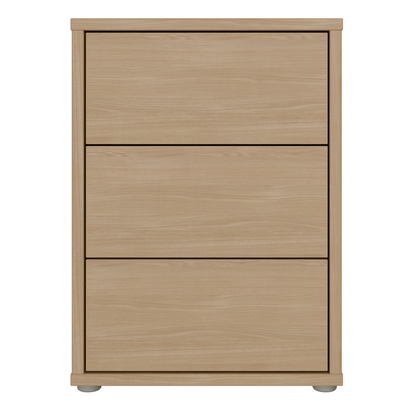 Pembroke Bedside Cabinet with 3 Drawers Push-to-Open in Elegancia Oak