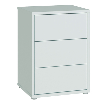 Pembroke Bedside Cabinet with 3 Drawers Push-to-Open in Light Grey