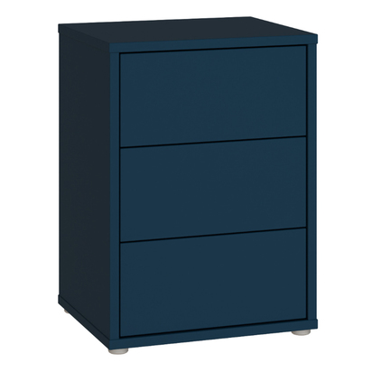 Pembroke Bedside Cabinet with 3 Drawers Push-to-Open in Night Blue