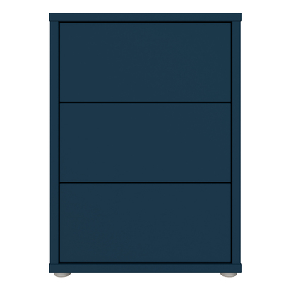 Pembroke Bedside Cabinet with 3 Drawers Push-to-Open in Night Blue