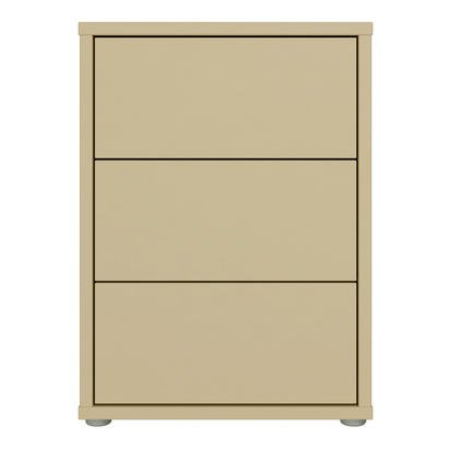 Pembroke Bedside Cabinet with 3 Drawers Push-to-Open in Butter Yellow