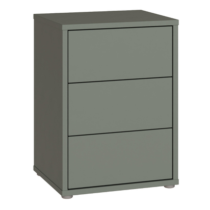 Pembroke Bedside Cabinet with 3 Drawers Push-to-Open in Sage Green
