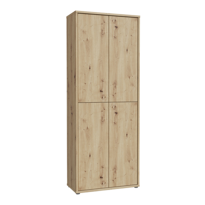 Pembroke Shoe Cabinet with 4 Doors Push-to-Open in Artisan Oak