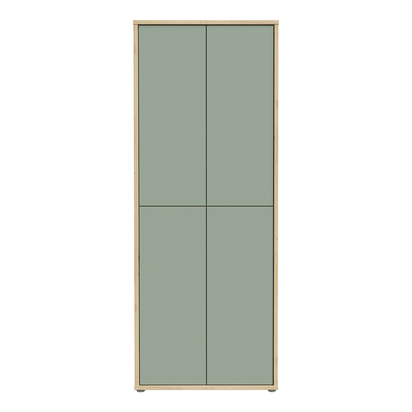 Pembroke Shoe Cabinet with 4 Doors Push-to-Open in Artisan Oak and Sage Green Doors