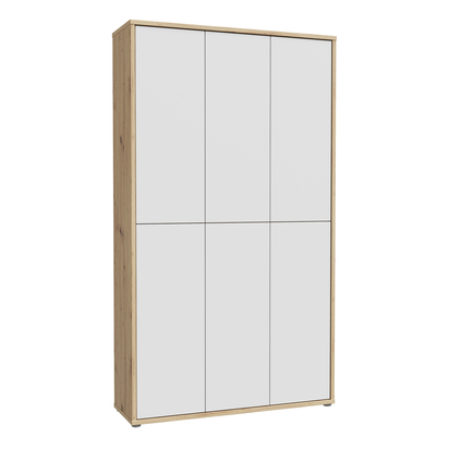 Pembroke Shoe cabinet with 6 Doors Push-to-Open in Artisan Oak and Light Grey Doors
