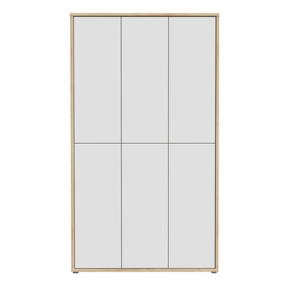 Pembroke Shoe cabinet with 6 Doors Push-to-Open in Artisan Oak and Light Grey Doors