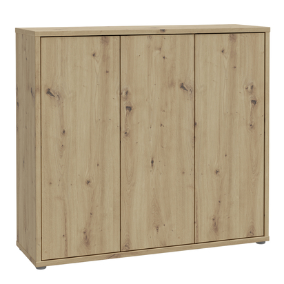 Pembroke Shoe Cabinet with 3 Doors Push-to-Open in Artisan Oak