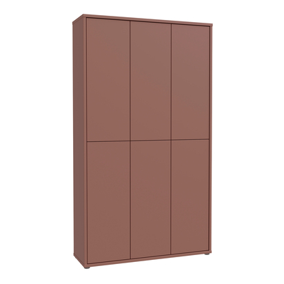 Pembroke Tall Shoe Cabinet with 6 Doors Push-to-Open in Terracotta