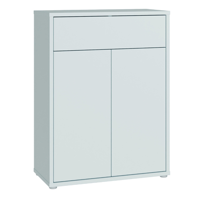 Pembroke Shoe Cabinet with 2 Doors Push-to-Open & 1 Drawer Push-to-Open in Light Grey