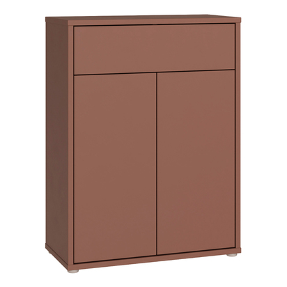 Pembroke Compact Shoe Cabinet with 2 Doors Push-to-Open & 1 Drawer Push-to-Open in Terracotta