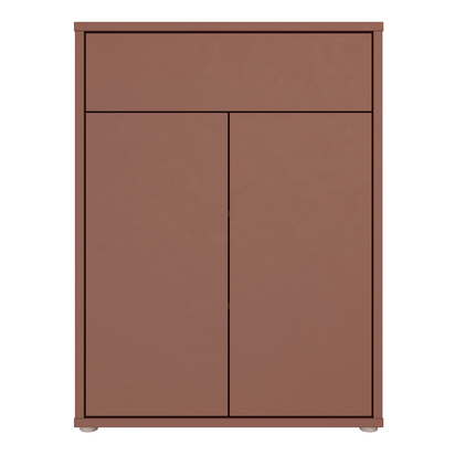 Pembroke Compact Shoe Cabinet with 2 Doors Push-to-Open & 1 Drawer Push-to-Open in Terracotta