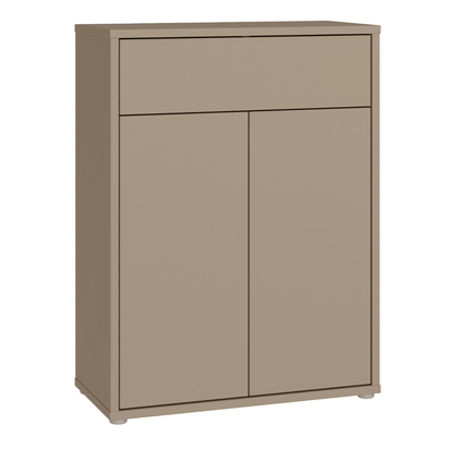 Pembroke Compact Shoe Cabinet with 2 Doors Push-to-Open & 1 Drawer Push-to-Open in Taupe