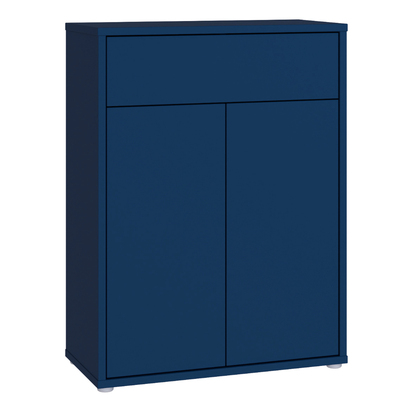 Pembroke Compact Shoe Cabinet with 2 Doors Push-to-Open & 1 Drawer Push-to-Open in Night Blue