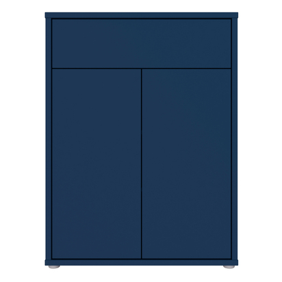 Pembroke Compact Shoe Cabinet with 2 Doors Push-to-Open & 1 Drawer Push-to-Open in Night Blue