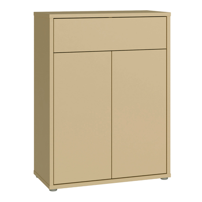 Pembroke Compact Shoe Cabinet with 2 Doors Push-to-Open & 1 Drawer Push-to-Open in Butter Yellow