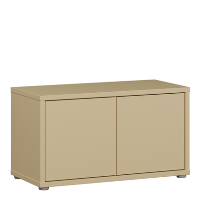 Pembroke Bench with 2 Doors Push-to-Open in Butter Yellow