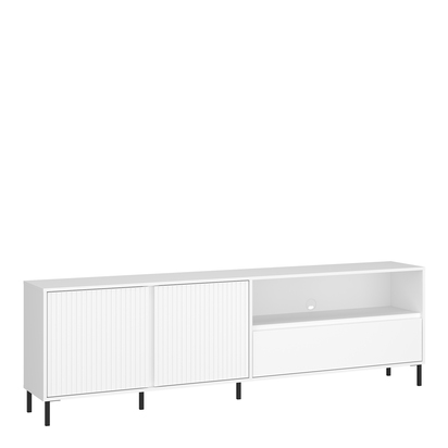 Oakwell TV Cabinet 2 Door 1 Drawer in Alpine White High Gloss