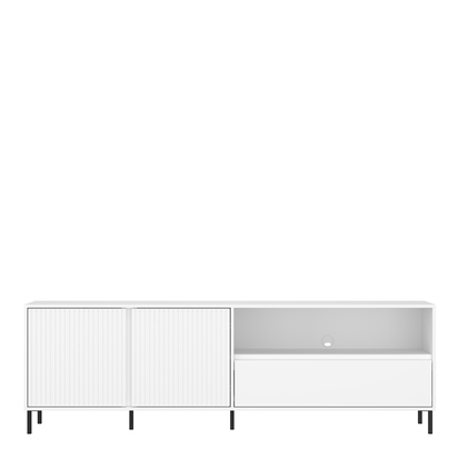 Oakwell TV Cabinet 2 Door 1 Drawer in Alpine White High Gloss