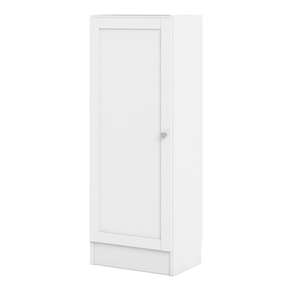 Skye Low Narrow Storage Cabinet in White (2 Shelves) with White Door