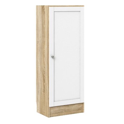 Skye Low Narrow Storage Cabinet in Oak (2 Shelves) with White Door