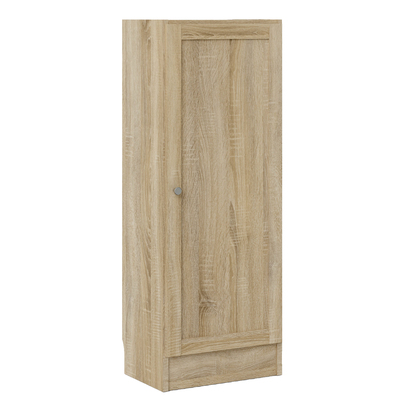 Skye Low Narrow Storage Cabinet in Oak (2 Shelves) with Oak Door