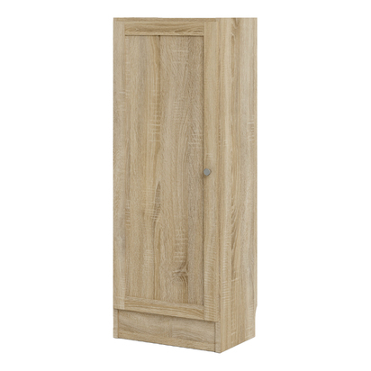 Skye Low Narrow Storage Cabinet in Oak (2 Shelves) with Oak Door