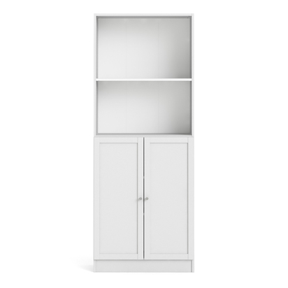 Skye Tall Wide Combination Storage in White (4 Shelves) with 2 White Doors
